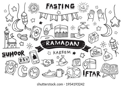 hand drwan ramadan kareem doodle icon