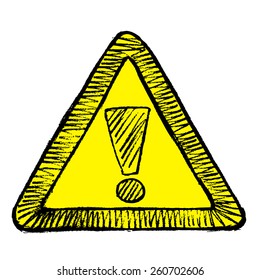 Hand drwan warning attention sign