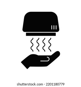 Hand drye icon in black flat glyph, filled style isolated on white background
