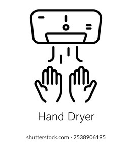 Hand dryer icon in linear style