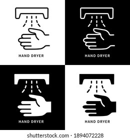 Hand Dryer Icon Symbol Illustration. Washing Hand Gesture Logo. Dryer Machine Virus Protection Design Vector Icons Set