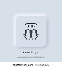 Hand dryer icon. Thin line hand dryer logo. Vector. UI icon. Neumorphic UI UX white user interface web button.