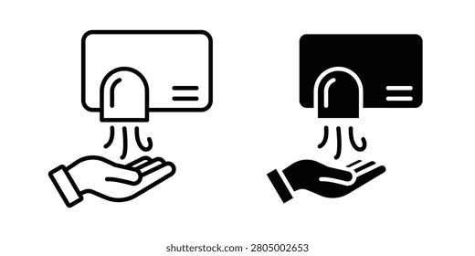 Hand dryer icons in different styles. Simple icon design