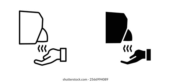 Hand dryer icons in outline and fill. vector illustration for ui.