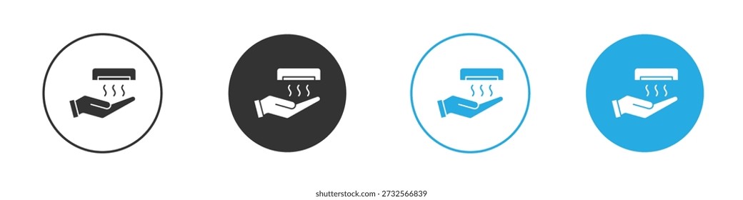 Hand dryer icons Set in Flat Vector Style