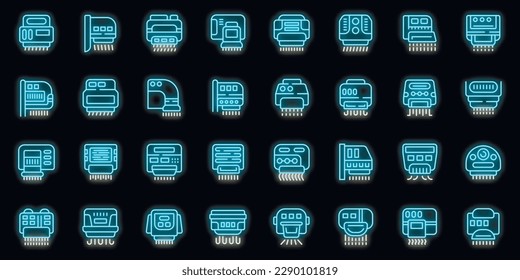 Hand dryer icons set outline vector. Washroom bathroom. Toilet dry neon color on black