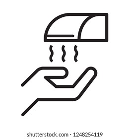 Hand dryer with hand, line icon. Simple flat design. Isolate on white background.