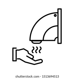 Hand Dryer Outline Icon, Bathroom Equipment Illustration.