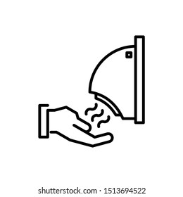 Hand dryer outline icon, bathroom equipment illustration.