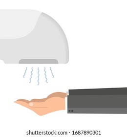 Hand Dryer In Public Toilet Vector Illustration