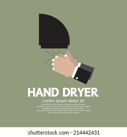 Hand Dryer In Public Toilet Vector Illustration