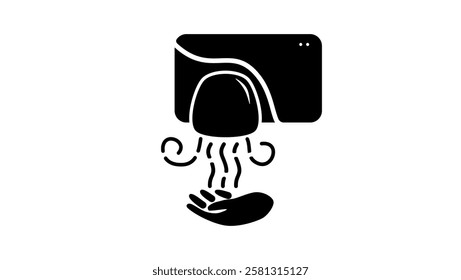 Hand dryer symbol, black isolates silhouette