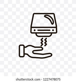 Hand dryer vector linear icon isolated on transparent background, Hand dryer transparency concept can be used for web and mobile