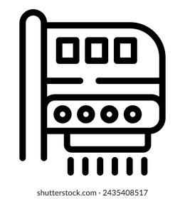 Vector de contorno de icono de dispositivo de secado de mano. Dispositivo de soplado de flujo de aire. Unidad de calefacción caliente automatizada