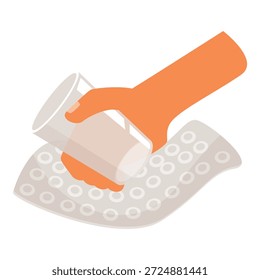 Hand drying a glass with a bubble wrap towel after washing dishes, promoting reuse and sustainability in the kitchen