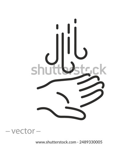 hand drying icon, air dryer for hands, thin line symbol on white background - editable stroke vector illustration