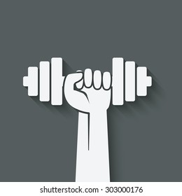 hand with dumbbell. fitness symbol. vector illustration - eps 10