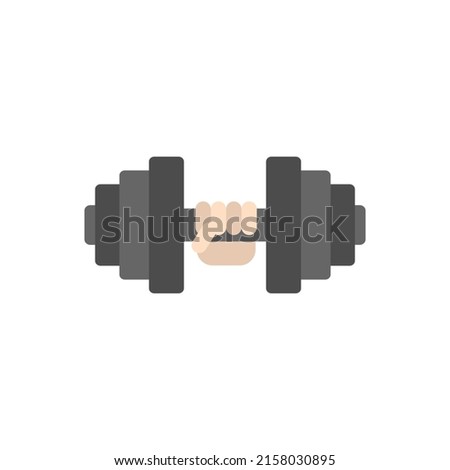 Hand and dumbbell icon. Isolated colored vector illustration on white background.