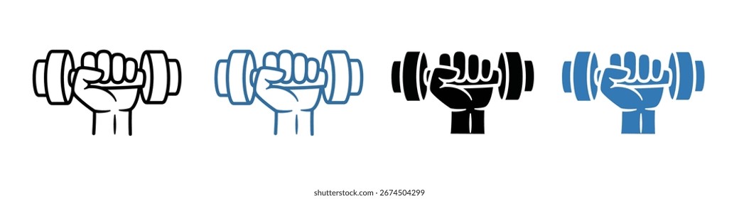Hand dumbbell icon thin set vector. dumbbell symbol. vector illustration.