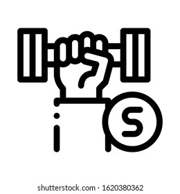 Hand Dumbbell Icon Vector. Outline Hand Dumbbell Sign. Isolated Contour Symbol Illustration