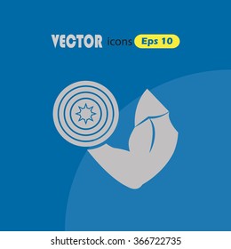 Hand with dumbbell sport icon