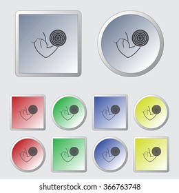 Hand with dumbbell sport icon