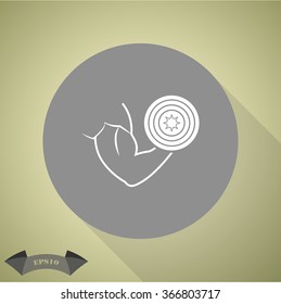 Hand with dumbbell sport icon