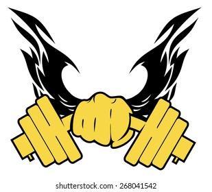 hand with the dumbbell vector