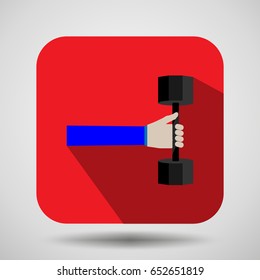 hand with dumb-bells flat icon