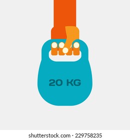 Hand with dumbbells. Sports equipment. flat design.