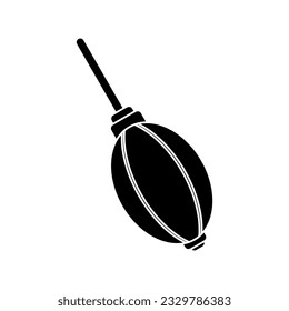 Hand dust blower black fill icon vector illustration, isolated on white background, in a sleek and minimalist flat icon. Editable graphic resources for many purposes.
