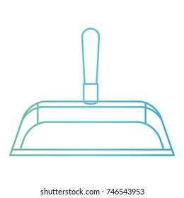hand dustpan with wooden stick in degraded green to blue color contour vector illustration