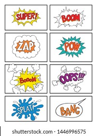 Hand dwrawn Comic sound speech effect bubbles set