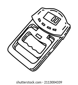 Hand Dynamometer Digital Part of Electronic for Hospital Device Hand Drawn Icon Set Vector.