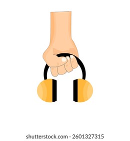 hand with ear protection tool