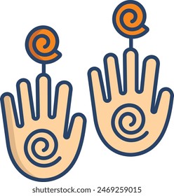 hand earring linear color vector illustration