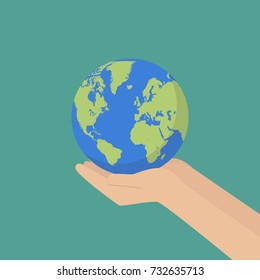 Hand with earth globe. Save the planet