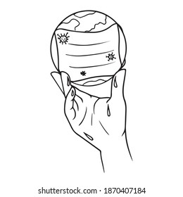 diseño gráfico de mano y tierra ilustración vectorial, icono, dibujo de tatuajes de arte, logotipo, dibujo a mano, uso en impresión
