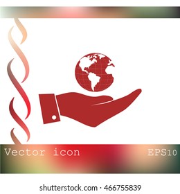 Hand with earth icon