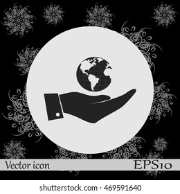 Hand with earth icon