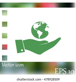 Hand with earth icon