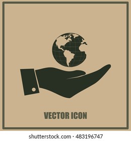 Hand with earth icon