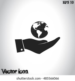 Hand with earth icon