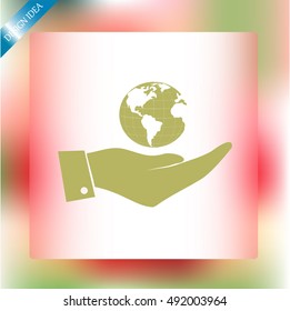 Hand with earth icon