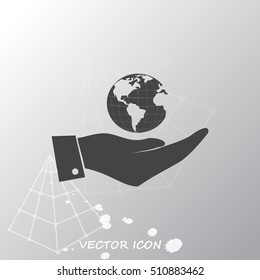 Hand with earth icon