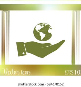 Hand with earth icon