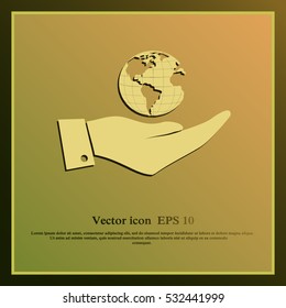 Hand with earth icon