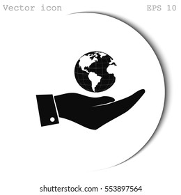 Hand with earth icon