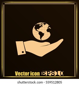 Hand with earth icon