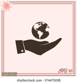 Hand with earth icon